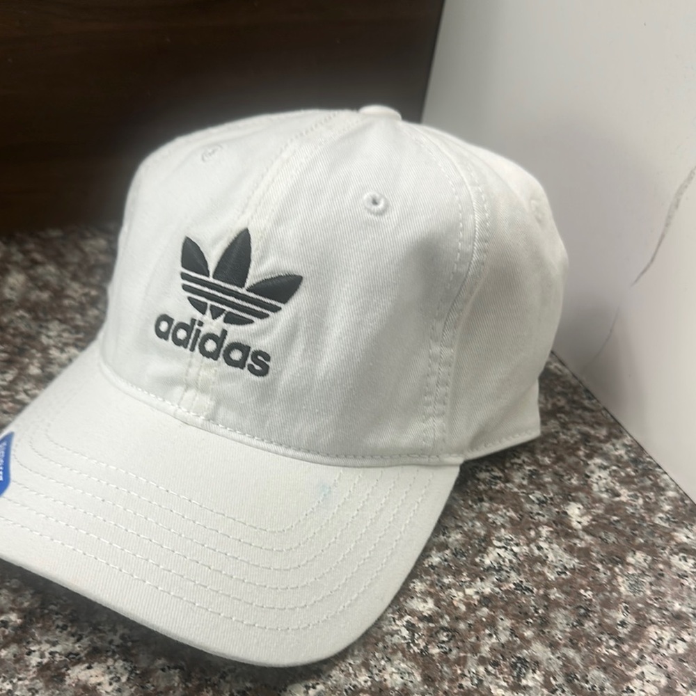 Adidas Kids White and Black Logo Cap